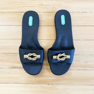 Oka B Sandals Black with Gold Rope Detail Size M